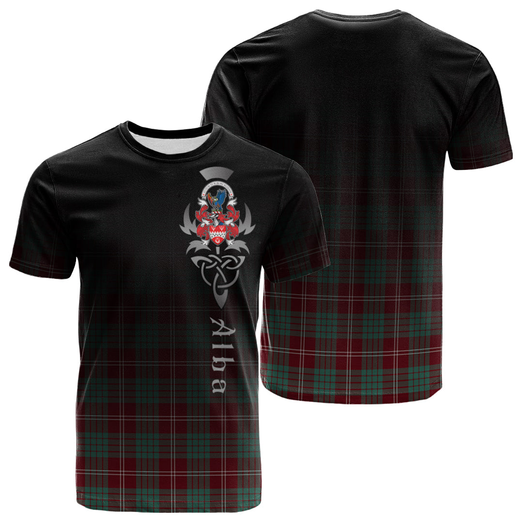 Printivon Crawford Modern of NewZealand Tartan Crest Alba Celtic T Shirt