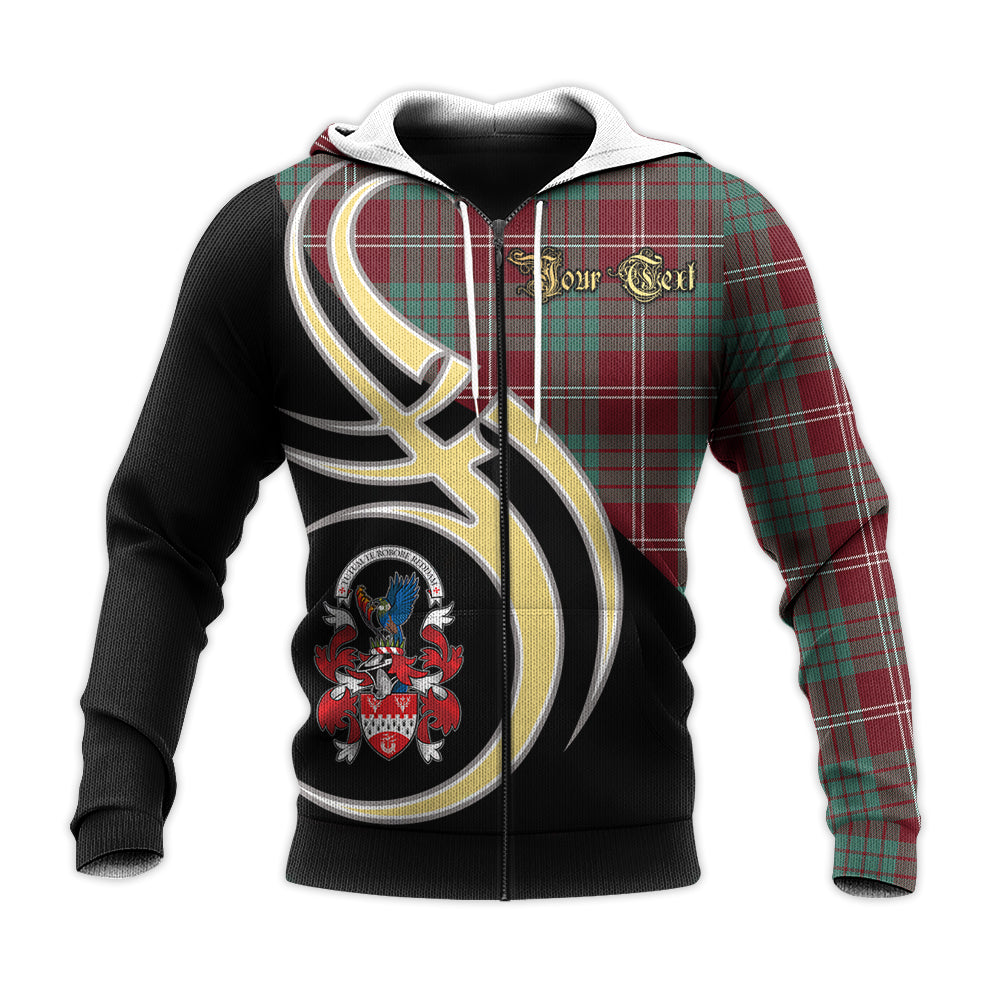 Printivon Crawford Modern Of Newzealand Clan Believe In Me Crest Tartan Knitted Hoodie Custom Your Text
