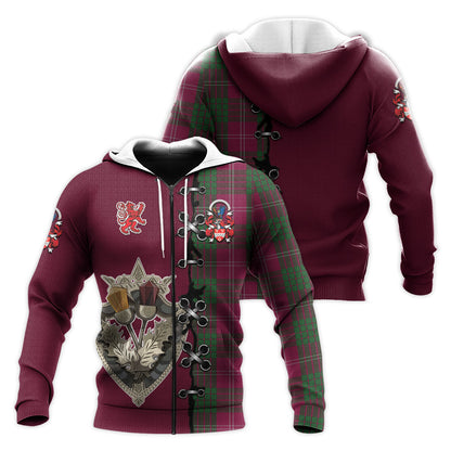 Printivon Crawford Of Newzealand Tartan Hoodie Lion Rampant And Celtic Thistle Style