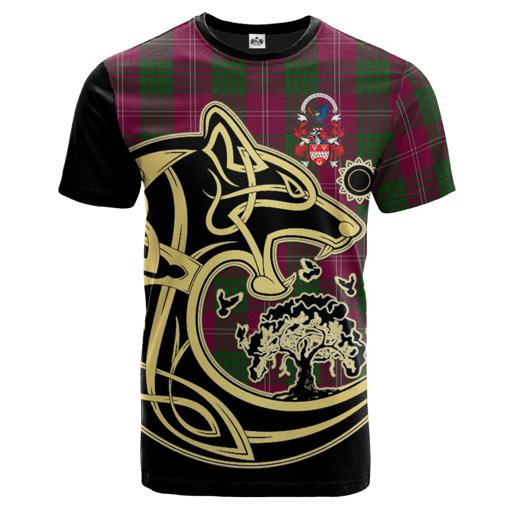 Printivon Crawford of NewZealand Crest Celtic Wolf Tartan T Shirt Custom Your Text