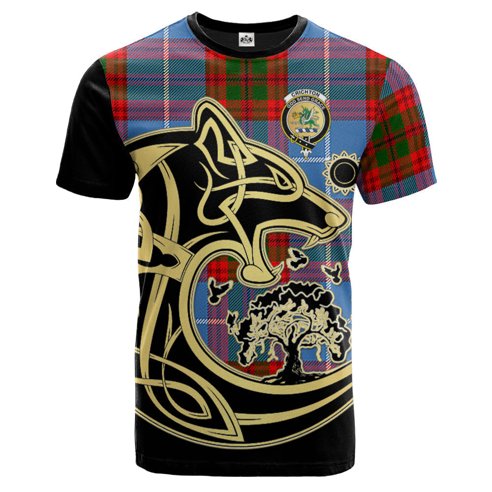 Printivon Crichton Crest Celtic Wolf Tartan T Shirt Custom Your Text