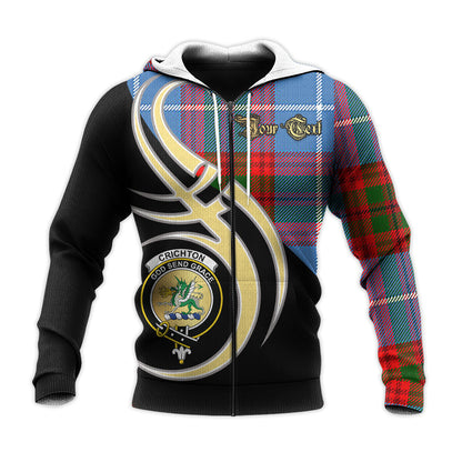 Printivon Crichton Clan Believe In Me Crest Tartan Knitted Hoodie Custom Your Text
