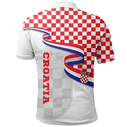 Croatia Polo Shirt, Waving Ribbon Hrvatska Golf Shirts