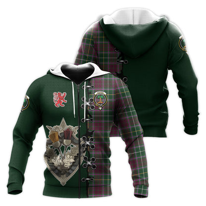 Printivon Crosbie Tartan Hoodie Lion Rampant And Celtic Thistle Style