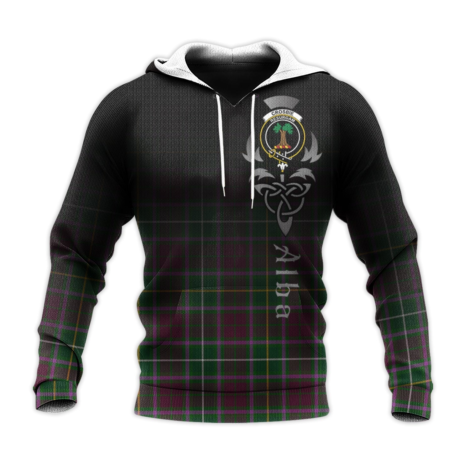 Printivon Crosbie Tartan Crest Alba Celtic Hoodie