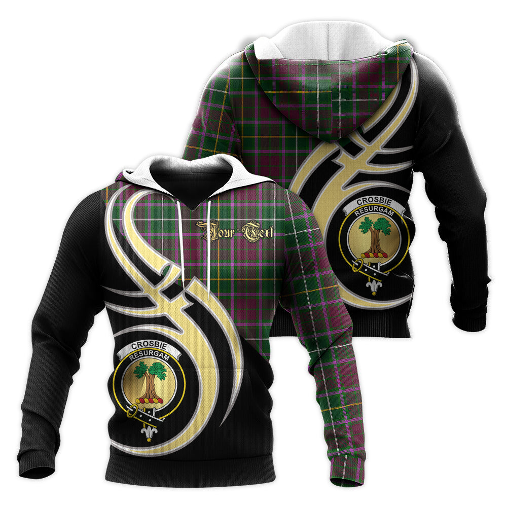 Printivon Crosbie Clan Believe In Me Crest Tartan Knitted Hoodie Custom Your Text