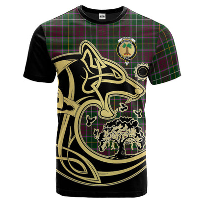 Printivon Crosbie Crest Celtic Wolf Tartan T Shirt Custom Your Text
