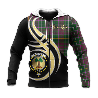 Printivon Crosbie Clan Believe In Me Crest Tartan Knitted Hoodie Custom Your Text
