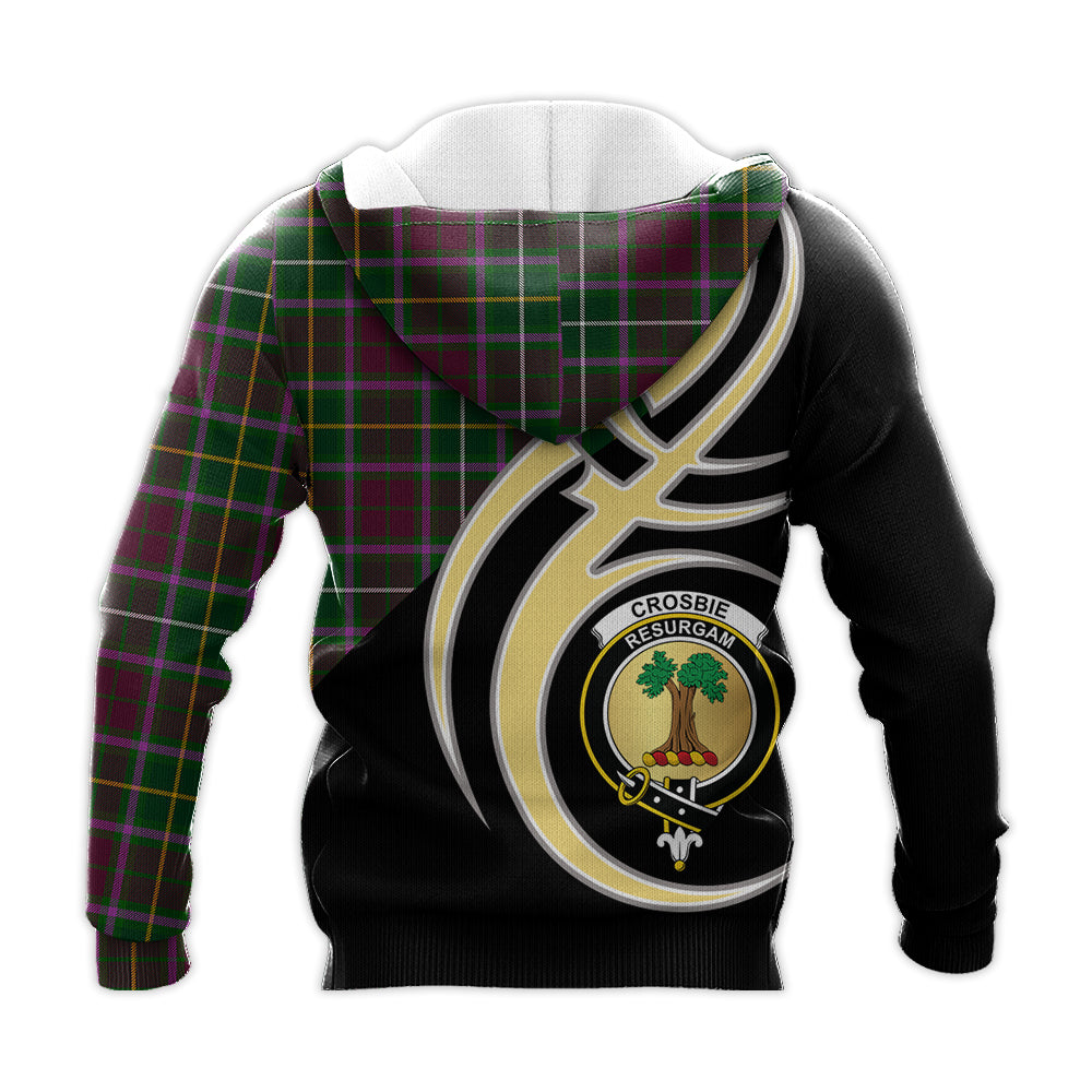 Printivon Crosbie Clan Believe In Me Crest Tartan Knitted Hoodie Custom Your Text