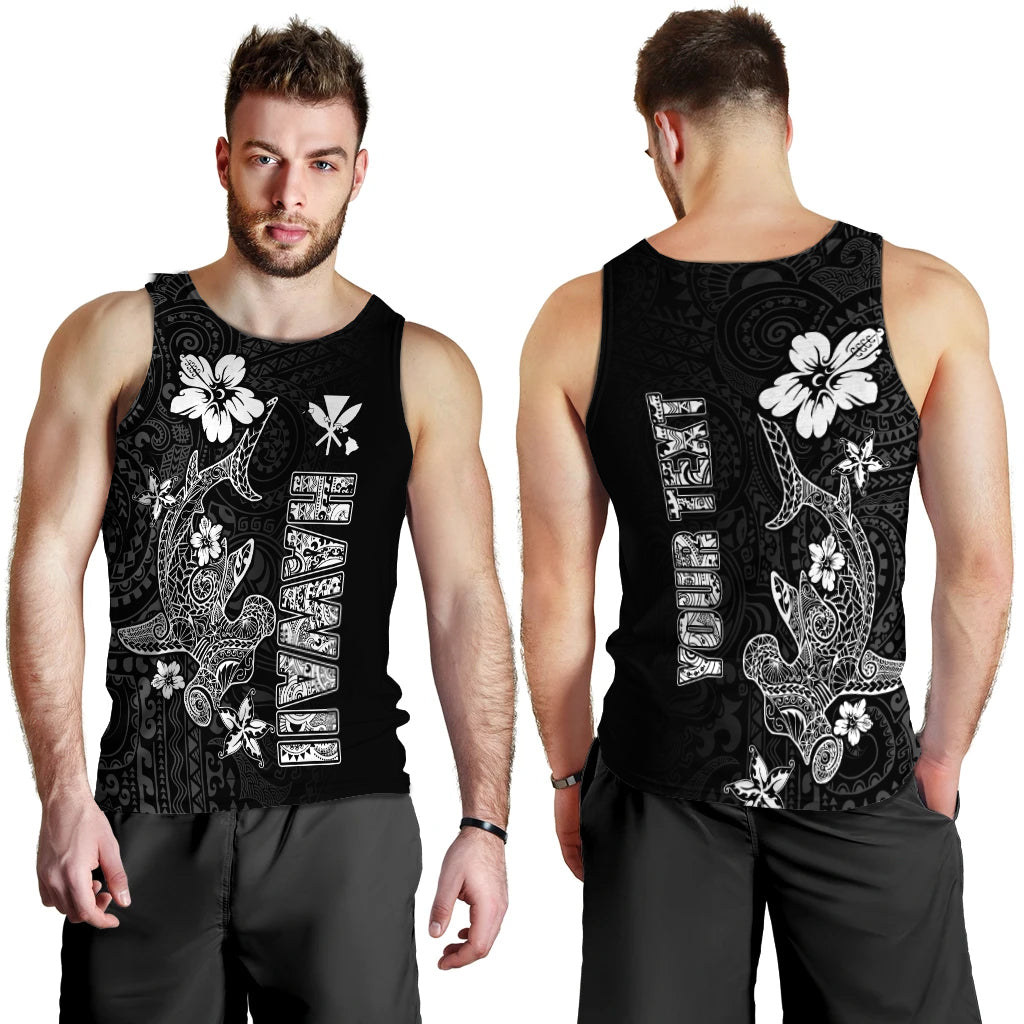 Custom Personalised Hawaii Hammerhead Shark Hibiscus Hawaii Pattern Men Tank Top