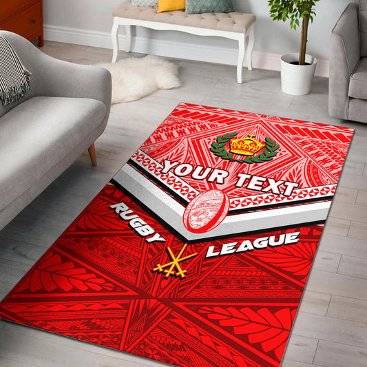 (Custom Personalised) Tonga Rugby Mate Ma'a Tonga Tapa Pattern Area Rug