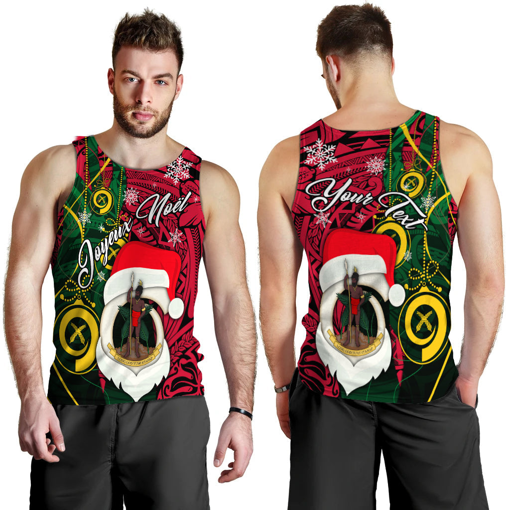 Custom Personalised Vanuatu Christmas Joyeux Noël Santas God Yumi Men Tank Top