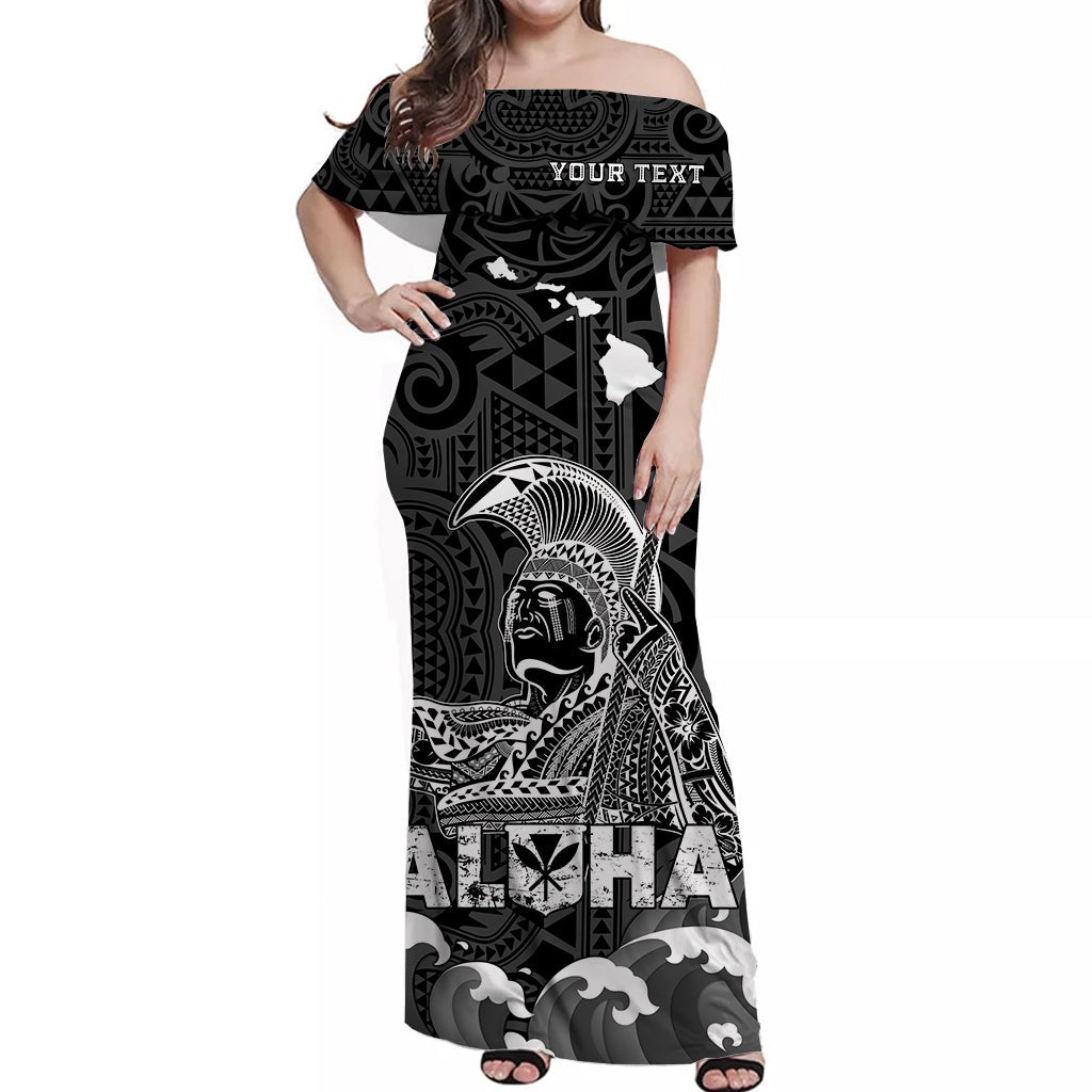 Custom Personalised Hawaii King Kamehameha Aloha Hawai'i Nei Off Shoulder Long Dress
