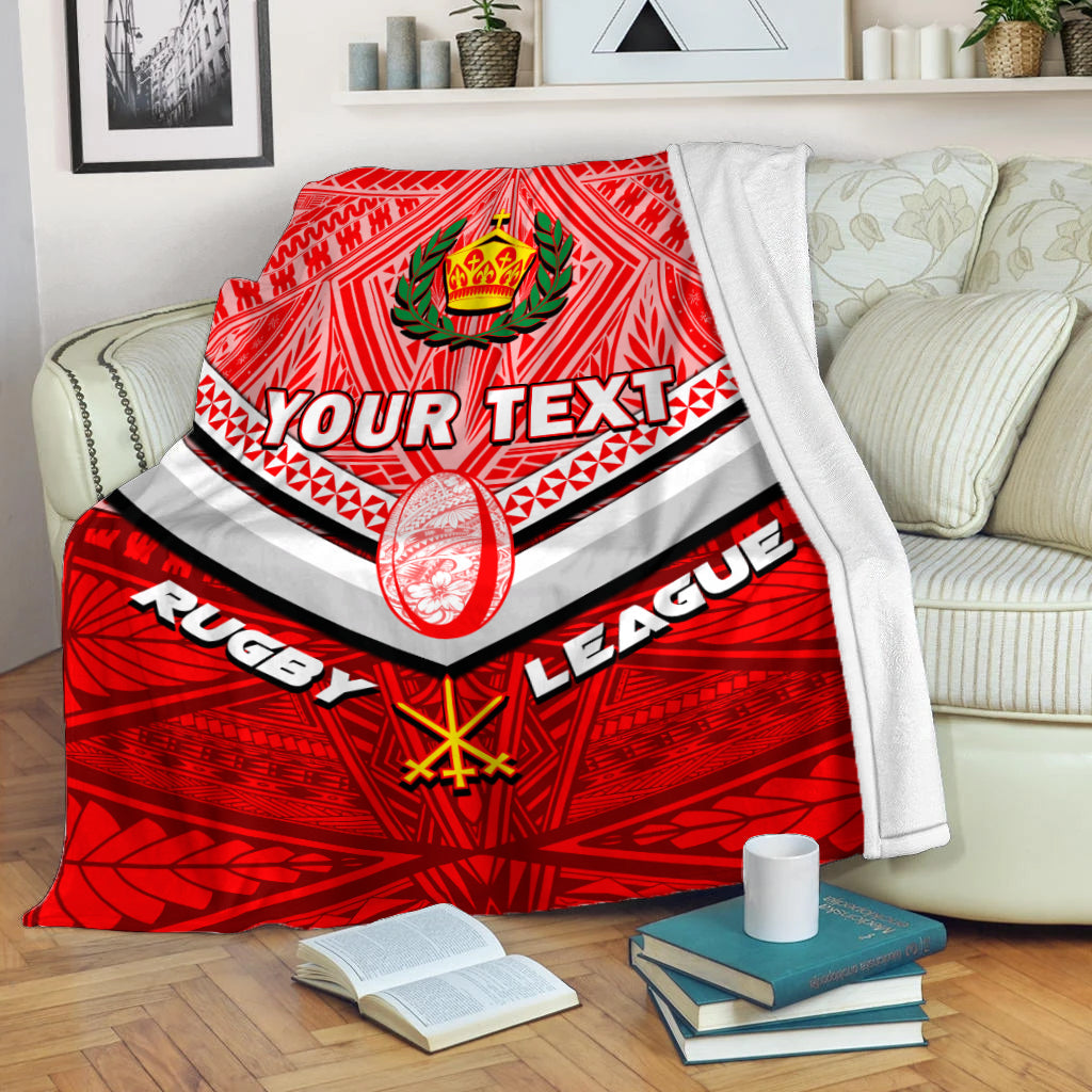 Custom Personalised Tonga Rugby Mate Ma'a Tonga Tapa Pattern Blanket