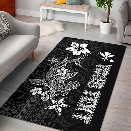 (Custom Personalised) Hawaii Hammerhead Shark Hibiscus Hawaii Pattern Area Rug