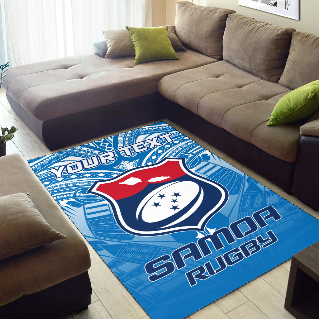 (Custom Personalised) Samoa Rugby Toa Samoa Blue Style Area Rug