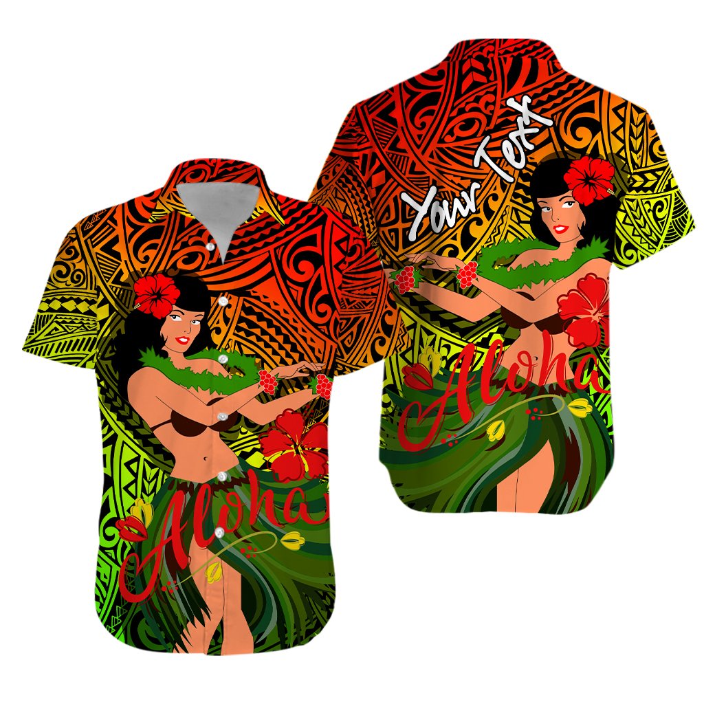 Custom Personalised Hawaii Hula Girl Reggae Hawaiian Shirt -