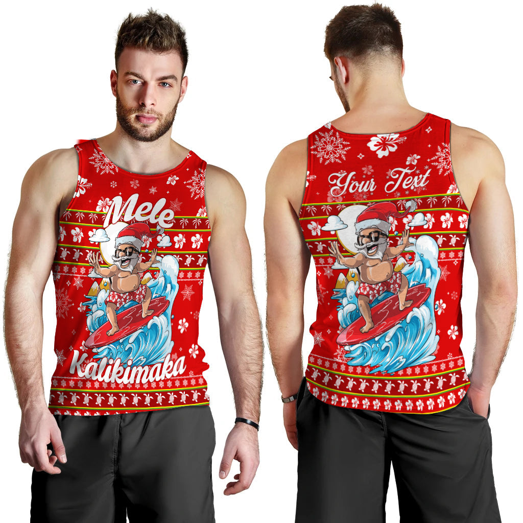 Custom Personalised Hawaii Christmas Santas Surf Mele Kalikimaka Men Tank Top