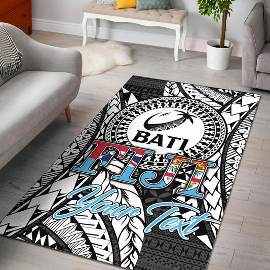 (Custom Personalised) Fiji Rugby Bati Tapa Pattern Area Rug