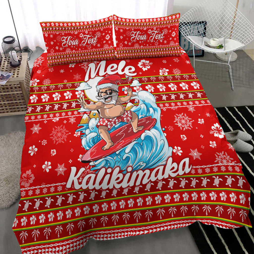 (Custom Personalised) Hawaii Christmas Santas Surf Mele Kalikimaka Bedding Set