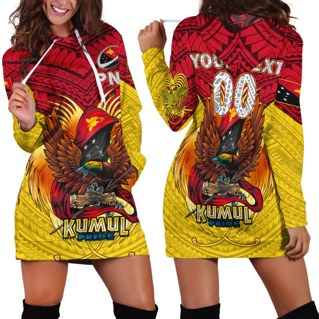 Custom Personalised Papua New Guinea Rugby Kumul Pride Hoodie Dress