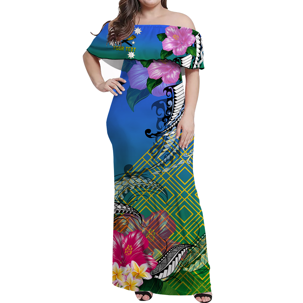 Custom Personalised South Sea Islanders Kanakas Hibiscus Polynesia Off Shoulder Long Dress