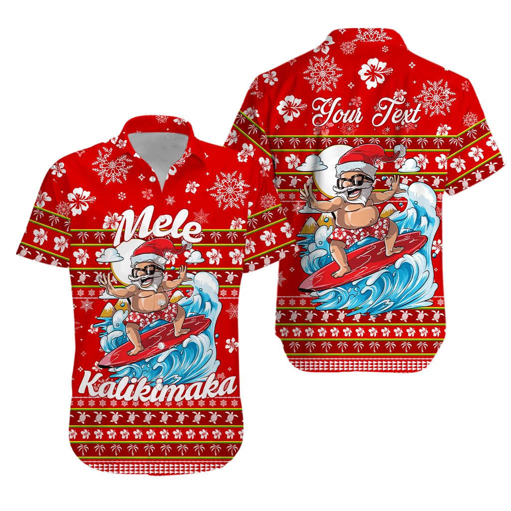 Custom Personalised Hawaii Christmas Santas Surf Mele Kalikimaka Hawaiian Shirt -