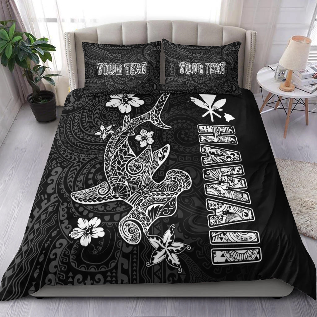 (Custom Personalised) Hawaii Hammerhead Shark Hibiscus Hawaii Pattern Bedding Set