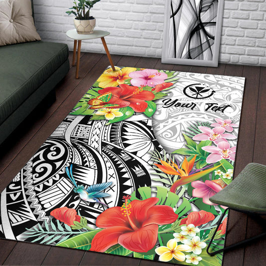 (Custom Personalised) Hawaii Hibiscus Kanaka Polynesia Area Rug