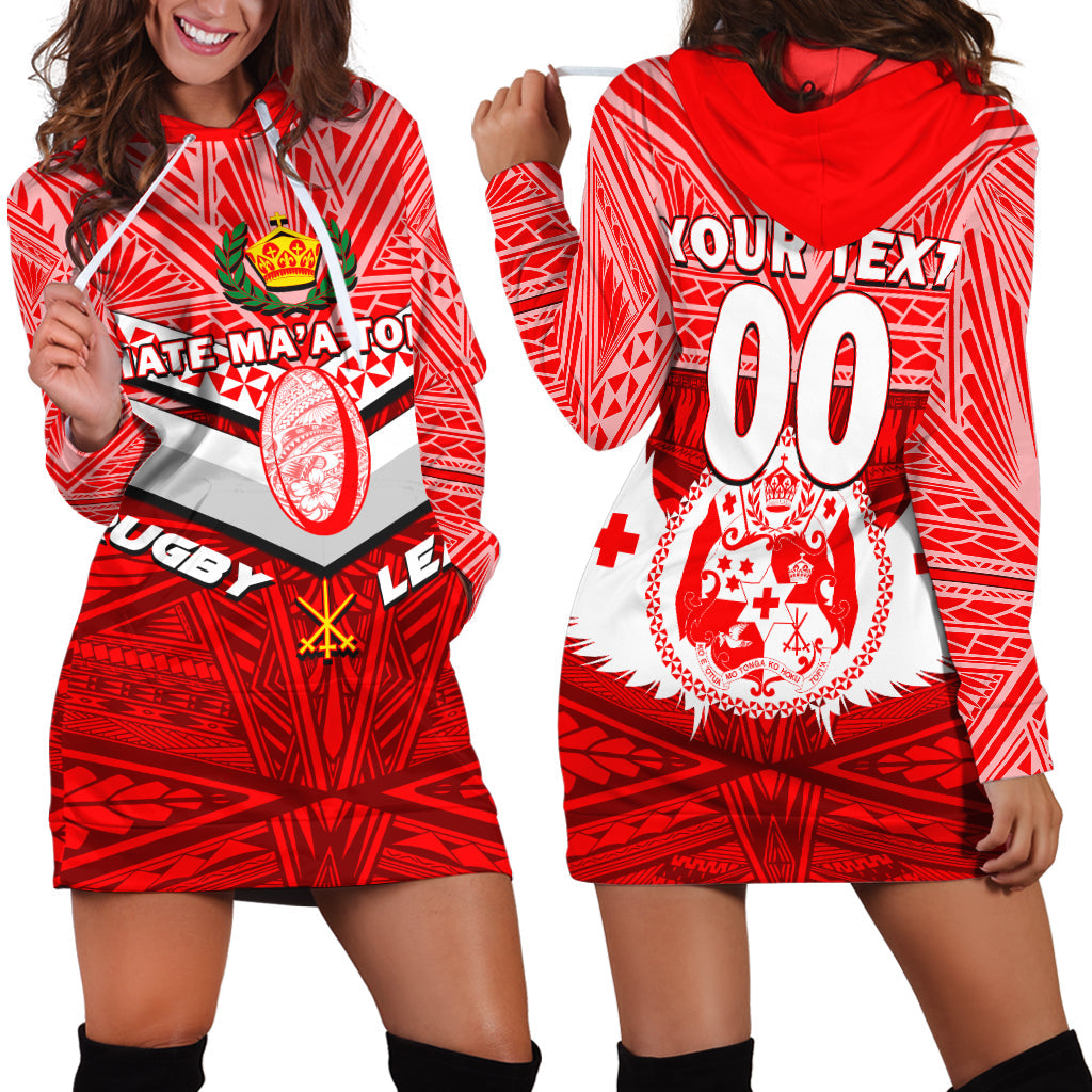 Custom Personalised Tonga Rugby Mate Ma'a Tonga Tapa Pattern Hoodie Dress