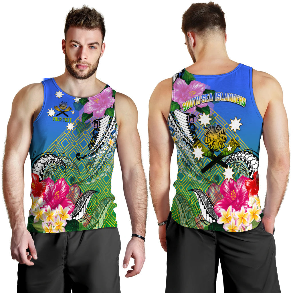 Custom Personalised South Sea Islanders Kanakas Hibiscus Polynesia Men Tank Top