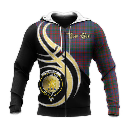 Printivon Cumming Clan Believe In Me Crest Tartan Knitted Hoodie Custom Your Text