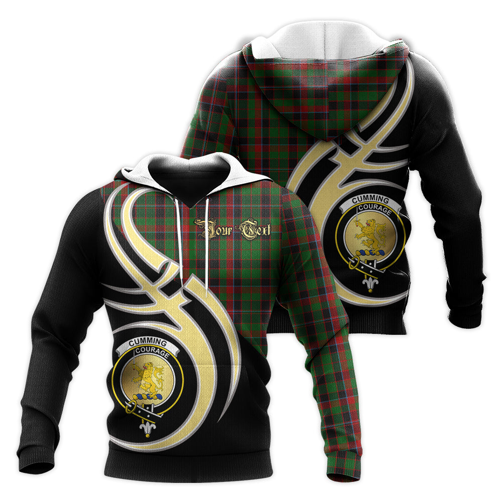 Printivon Cumming Hunting Clan Believe In Me Crest Tartan Knitted Hoodie Custom Your Text