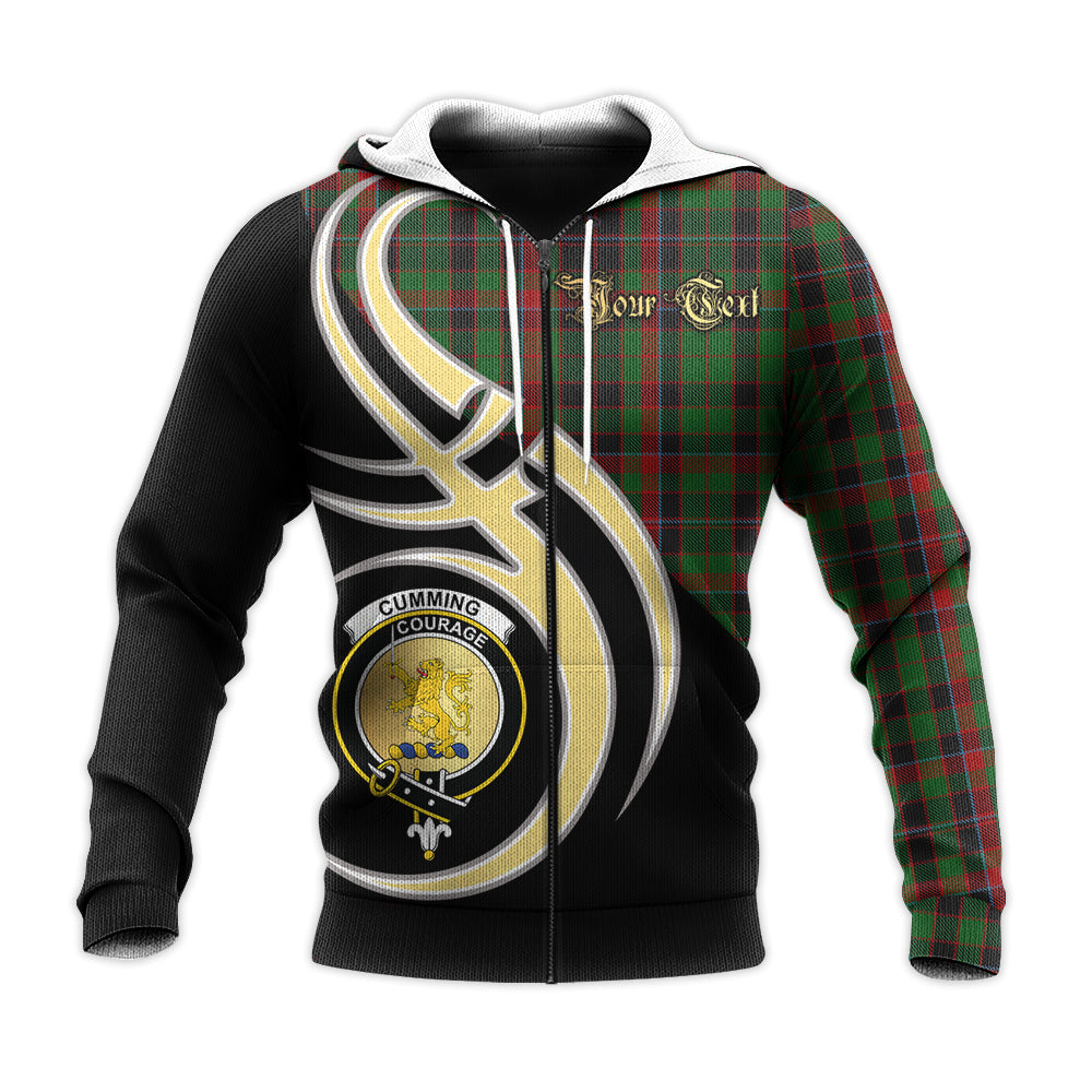 Printivon Cumming Hunting Clan Believe In Me Crest Tartan Knitted Hoodie Custom Your Text
