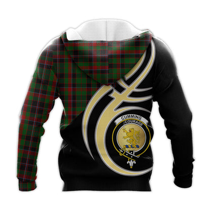 Printivon Cumming Hunting Clan Believe In Me Crest Tartan Knitted Hoodie Custom Your Text