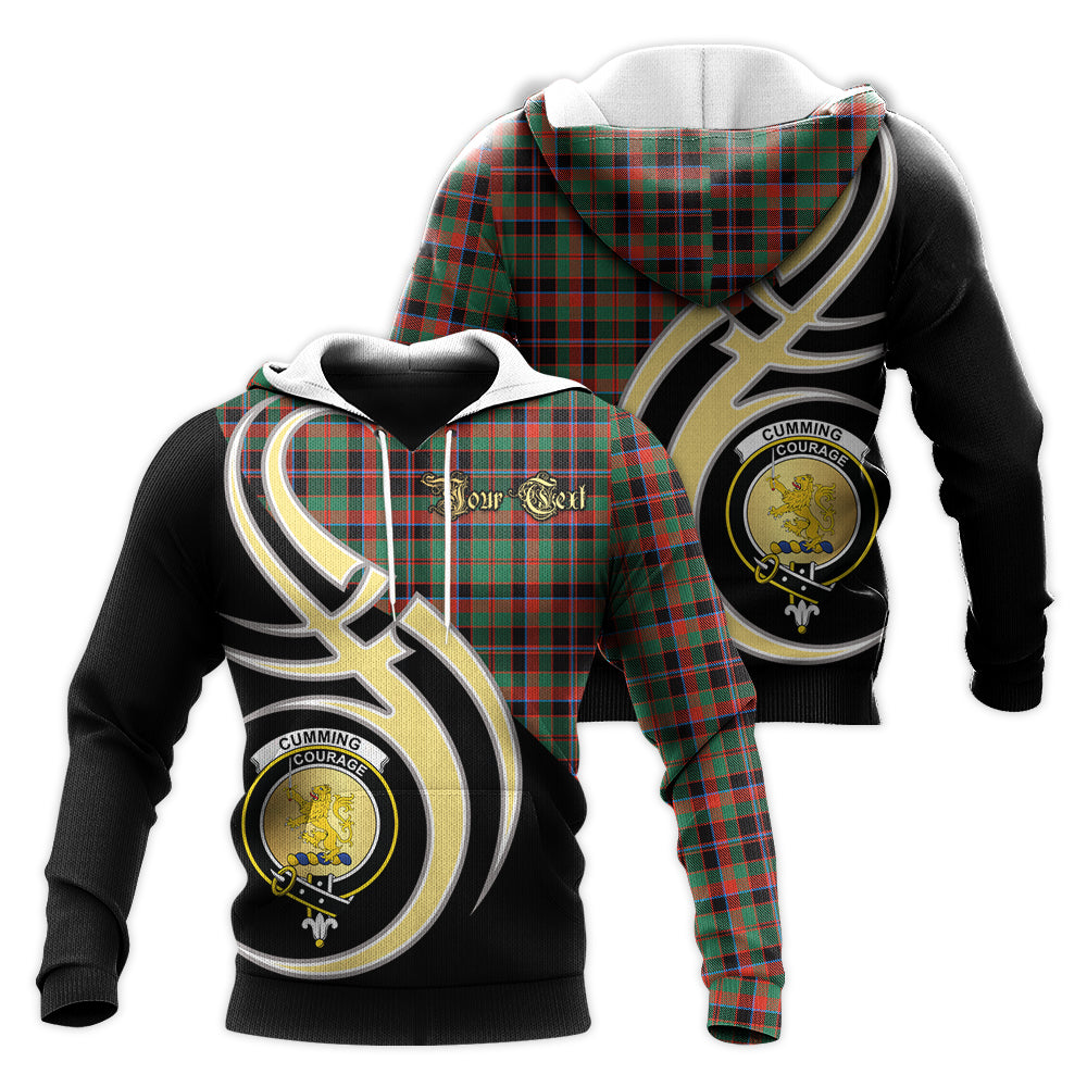 Printivon Cumming Hunting Ancient Clan Believe In Me Crest Tartan Knitted Hoodie Custom Your Text