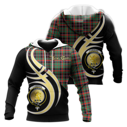 Printivon Cumming Hunting Ancient Clan Believe In Me Crest Tartan Knitted Hoodie Custom Your Text