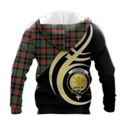 Printivon Cumming Hunting Ancient Clan Believe In Me Crest Tartan Knitted Hoodie Custom Your Text