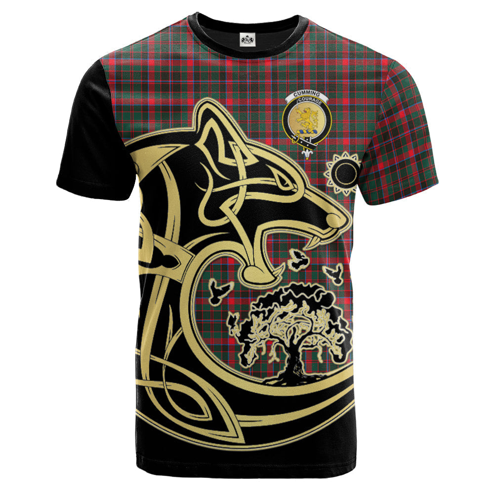 Printivon Cumming Hunting Modern Crest Celtic Wolf Tartan T Shirt Custom Your Text