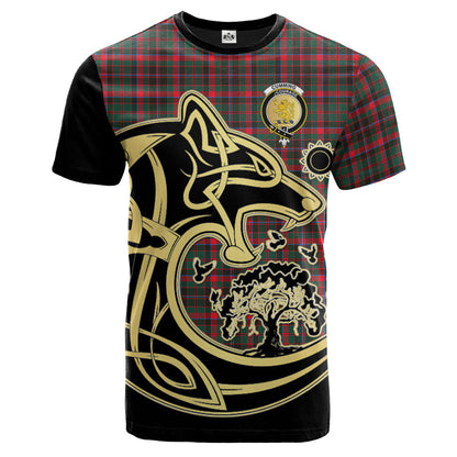 Printivon Cumming Hunting Modern Crest Celtic Wolf Tartan T Shirt Custom Your Text