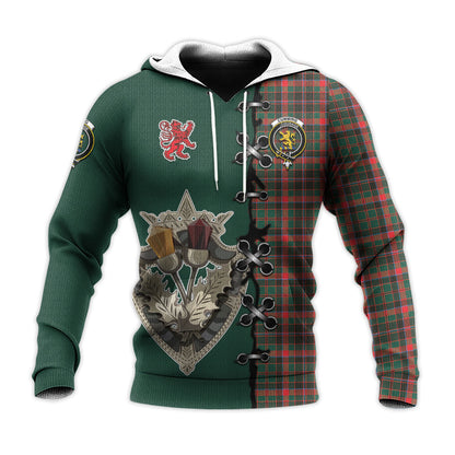 Printivon Cumming Hunting Modern Tartan Hoodie Lion Rampant And Celtic Thistle Style