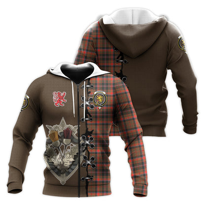Printivon Cumming Hunting Weathered Tartan Hoodie Lion Rampant And Celtic Thistle Style