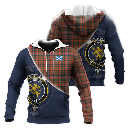 Printivon Cumming Hunting Weathered Tartan Scottish Crest Hoodie