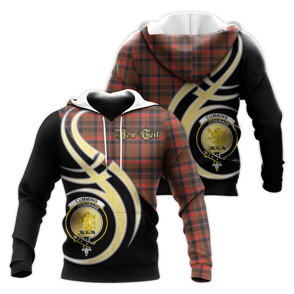Printivon Cumming Hunting Weathered Clan Believe In Me Crest Tartan Knitted Hoodie Custom Your Text