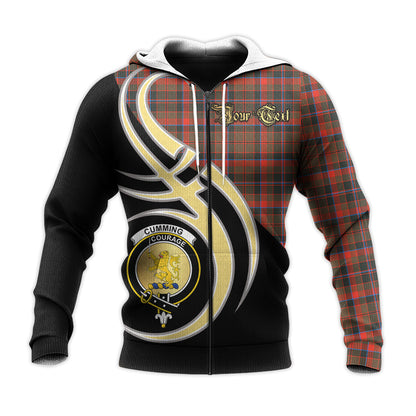 Printivon Cumming Hunting Weathered Clan Believe In Me Crest Tartan Knitted Hoodie Custom Your Text