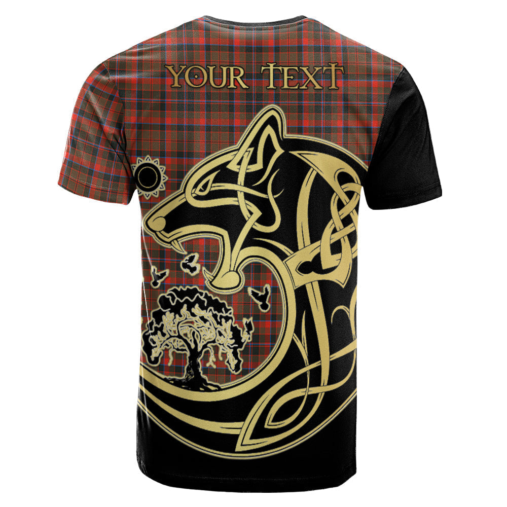 Printivon Cumming Hunting Weathered Crest Celtic Wolf Tartan T Shirt Custom Your Text