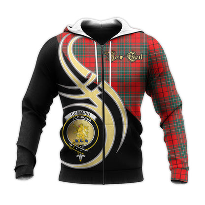 Printivon Cumming Modern Clan Believe In Me Crest Tartan Knitted Hoodie Custom Your Text