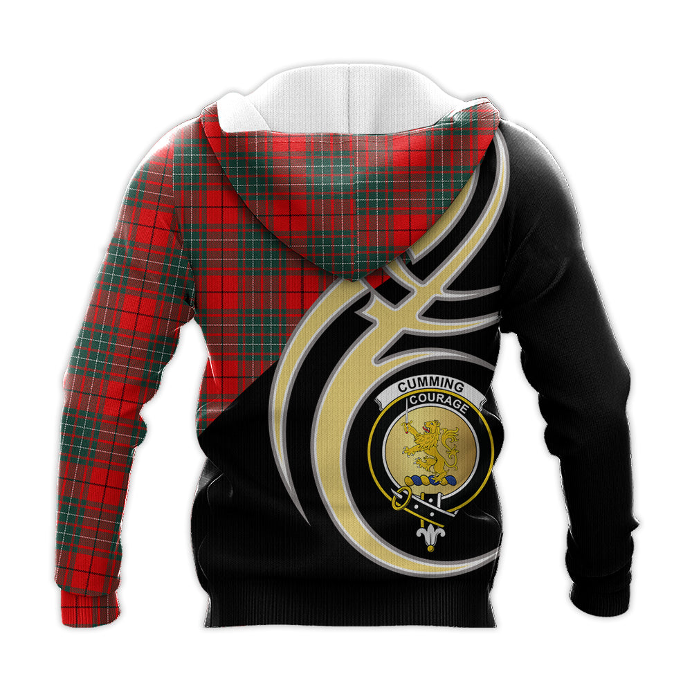 Printivon Cumming Modern Clan Believe In Me Crest Tartan Knitted Hoodie Custom Your Text
