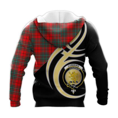 Printivon Cumming Modern Clan Believe In Me Crest Tartan Knitted Hoodie Custom Your Text
