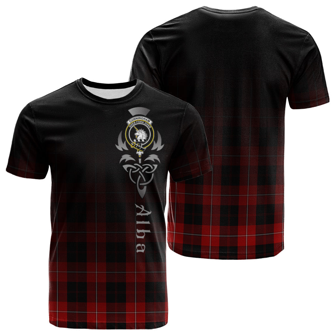 Printivon Cunningham Tartan Crest Alba Celtic T Shirt